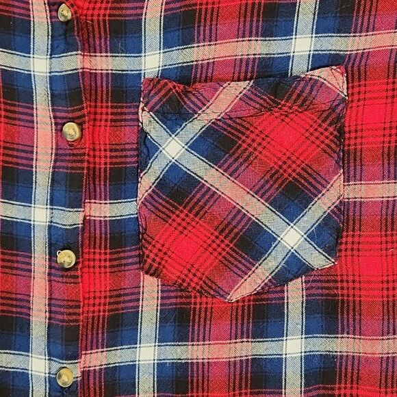 🧚♂️H&M Divided Red & Blue Plaid Long Sleeved Tunic Top Size 10 - Picture 7 of 13